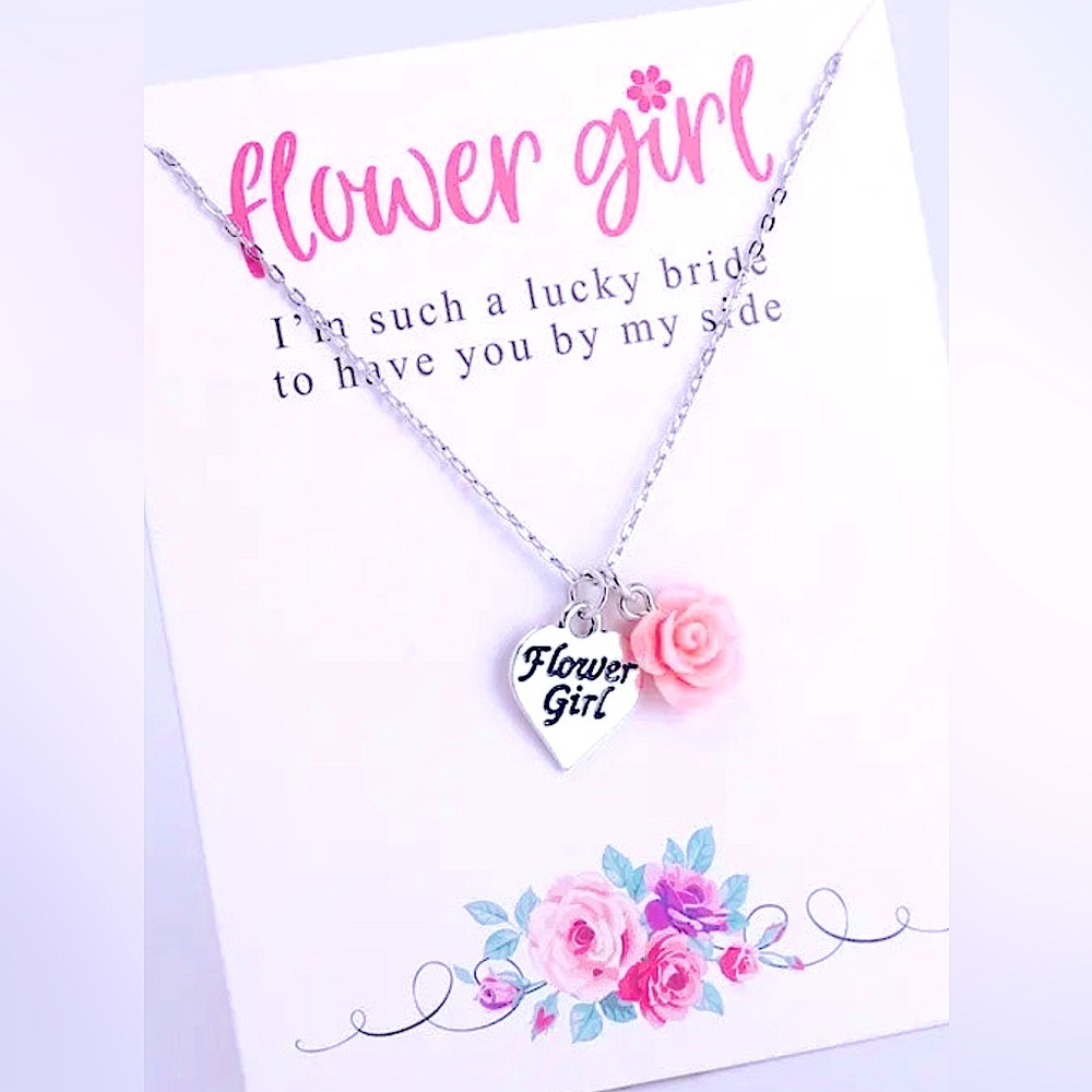 Perfect Flower Girl Necklace Gift - Will you be my flower girl? Bridal Party